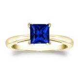 Lab Grown Gemstone Blue Sapphire Ring Princess 0.25 ct. tw. 18k Yellow Gold 4-Prong