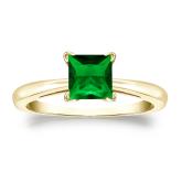 Lab Grown Gemstone Green Emerald Ring Princess 2.50 ct. tw. 14k Yellow Gold 4-Prong