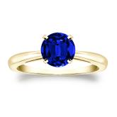 Lab Grown Gemstone Blue Sapphire Ring Round 1.50 ct. tw. 18k Yellow Gold 4-Prong
