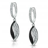 Certified 14k White Gold Black and White Diamond Dangle Earrings (1/2 cttw)