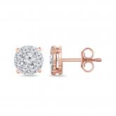 Round Halo Pave Diamond Stud Earrings in 14K Rose Gold (1/4 cttw)