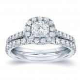 Cushion-Cut Diamond Wedding Ring Set in 14k White Gold 1.00 ct. tw. (G-H, SI1-SI2)