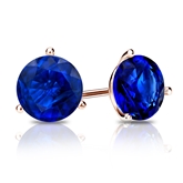 14k Rose Gold 3-Prong Martini Round Blue Sapphire Gemstone Stud Earrings 0.50 ct. tw.