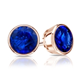 14k Rose Gold Bezel Round Blue Sapphire Gemstone Stud Earrings 1.00 ct. tw.