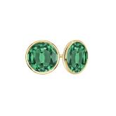 14k Yellow Gold Bezel Round Green Emerald Gemstone Stud Earrings 0.25 ct. tw.
