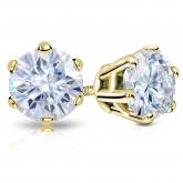 18k Yellow Gold6- Prong Round Moissanite Stud Earrings 5.00 ct TGW, 9mm