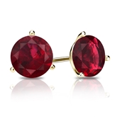 18k Yellow Gold 3-Prong Martini Round Ruby Gemstone Stud Earrings 2.00 ct. tw.