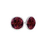 14k White Gold Bezel Round Ruby Gemstone Stud Earrings 1.50 ct. tw.