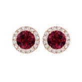 14k Rose Gold Halo Round Ruby Gemstone Earrings 1.00 ct. tw.