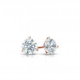 Natural Diamond Stud Earrings Hearts & Arrows 0.25 ct. tw. (F-G, SI1, Ideal) 14k Rose Gold 3-Prong Martini