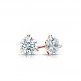 Natural Diamond Stud Earrings Hearts & Arrows 0.33 ct. tw. (F-G, SI1, Ideal) 14k Rose Gold 3-Prong Martini