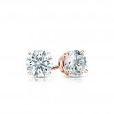 Natural Diamond Stud Earrings Hearts & Arrows 0.40 ct. tw. (F-G, SI1, Ideal) 14k Rose Gold 4-Prong Basket