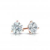 Natural Diamond Stud Earrings Hearts & Arrows 0.40 ct. tw. (F-G, SI1, Ideal) 14k Rose Gold 3-Prong Martini
