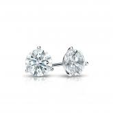 Natural Diamond Stud Earrings Hearts & Arrows 0.40 ct. tw. (F-G, VS1-VS2) 18k White Gold 3-Prong Martini