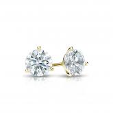 Certified 14k Yellow Gold 3-Prong Martini Hearts & Arrows Diamond Stud Earrings 0.40 ct. tw. (F-G, I1-I2)