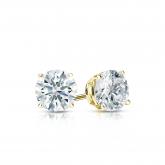Natural Diamond Stud Earrings Hearts & Arrows 0.50 ct. tw. (F-G, SI1, Ideal) 18k Yellow Gold 4-Prong Basket