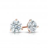 Certified 14k Rose Gold 3-Prong Martini Hearts & Arrows Diamond Stud Earrings 0.50 ct. tw. (F-G, VS1-VS2)