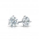 Certified 18k White Gold 3-Prong Martini Hearts & Arrows Diamond Stud Earrings 0.50 ct. tw. (H-I, I1-I2)