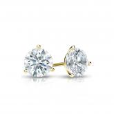 Certified 14k Yellow Gold 3-Prong Martini Hearts & Arrows Diamond Stud Earrings 0.50 ct. tw. (F-G, VS1-VS2)