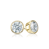 Natural Diamond Stud Earrings Hearts & Arrows 0.50 ct. tw. (H-I, I1-I2) 18k Yellow Gold Bezel