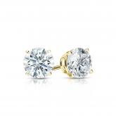 Natural Diamond Stud Earrings Hearts & Arrows 0.62 ct. tw. (F-G, SI1, Ideal) 18k Yellow Gold 4-Prong Basket