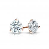 Natural Diamond Stud Earrings Hearts & Arrows 0.62 ct. tw. (H-I, I1-I2) 14k Rose Gold 3-Prong Martini