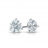 Certified 14k White Gold 3-Prong Martini Hearts & Arrows Diamond Stud Earrings 0.62 ct. tw. (F-G, VS1-VS2)