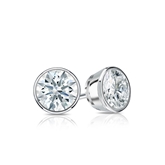 Certified 18k White Gold Bezel Hearts & Arrows Diamond Stud Earrings 0.62 ct. tw. (H-I, I1-I2)