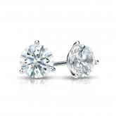 Certified 14k White Gold 3-Prong Martini Hearts & Arrows Diamond Stud Earrings 0.75 ct. tw. (F-G, VS1-VS2)