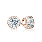 Natural Diamond Stud Earrings Hearts & Arrows 0.75 ct. tw. (H-I, I1-I2) 14k Rose Gold Bezel
