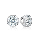 Certified 18k White Gold Bezel Hearts & Arrows Diamond Stud Earrings 0.75 ct. tw. (H-I, I1-I2)
