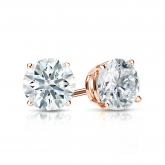 Natural Diamond Stud Earrings Hearts & Arrows 1.00 ct. tw. (F-G, I1-I2, Ideal) 14k Rose Gold 4-Prong Basket