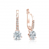 Natural Diamond Dangle Stud Earrings Hearts & Arrows 1.00 ct. tw. (F-G, VS1-VS2) 14k Rose Gold Dangle Studs 3-Prong Martini