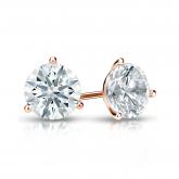 Certified 14k Rose Gold 3-Prong Martini Hearts & Arrows Diamond Stud Earrings 1.00 ct. tw. (F-G, VS1-VS2)