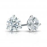 Natural Diamond Stud Earrings Hearts & Arrows 1.00 ct. tw. (G-H, SI1-SI2) 18k White Gold 3-Prong Martini