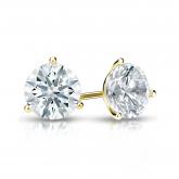 Natural Diamond Stud Earrings Hearts & Arrows 1.00 ct. tw. (F-G, VS2, Ideal) 18k Yellow Gold 3-Prong Martini