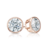 Natural Diamond Stud Earrings Hearts & Arrows 1.00 ct. tw. (F-G, I1-I2, Ideal) 14k Rose Gold Bezel