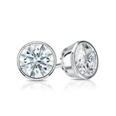 Natural Diamond Stud Earrings Hearts & Arrows 1.00 ct. tw. (G-H, SI1-SI2) 14k White Gold Bezel