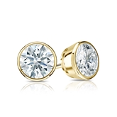 Certified 18k Yellow Gold Bezel Hearts & Arrows Diamond Stud Earrings 1.00 ct. tw. (F-G, VS1-VS2)