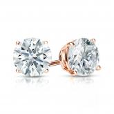 Natural Diamond Stud Earrings Hearts & Arrows 1.25 ct. tw. (H-I, I1-I2) 14k Rose Gold 4-Prong Basket