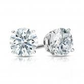 Natural Diamond Stud Earrings Hearts & Arrows 1.25 ct. tw. (G-H, SI1-SI2) 18k White Gold 4-Prong Basket