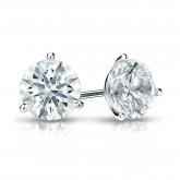 Certified 14k White Gold 3-Prong Martini Hearts & Arrows Diamond Stud Earrings 1.25 ct. tw. (H-I, I1-I2)