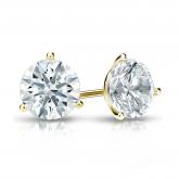Certified 14k Yellow Gold 3-Prong Martini Hearts & Arrows Diamond Stud Earrings 1.25 ct. tw. (F-G, VS1-VS2)