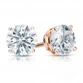 Natural Diamond Stud Earrings Hearts & Arrows 1.50 ct. tw. (F-G, VS2, Ideal) 14k Rose Gold 4-Prong Basket