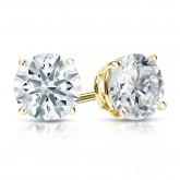 Natural Diamond Stud Earrings Hearts & Arrows 1.50 ct. tw. (F-G, VS2, Ideal) 14k Yellow Gold 4-Prong Basket