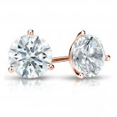 Natural Diamond Stud Earrings Hearts & Arrows 1.50 ct. tw. (F-G, VS2, Ideal) 14k Rose Gold 3-Prong Martini