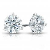 Natural Diamond Stud Earrings Hearts & Arrows 1.50 ct. tw. (F-G, VS2, Ideal) 18k White Gold 3-Prong Martini
