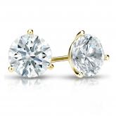 Certified 14k Yellow Gold 3-Prong Martini Hearts & Arrows Diamond Stud Earrings 1.50 ct. tw. (F-G, I1-I2)