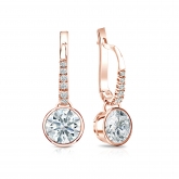 Certified 14k Rose Gold Dangle Studs Bezel Hearts & Arrows Diamond Earrings 1.50 ct. tw. (H-I, I1-I2)