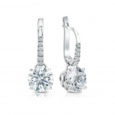 Natural Diamond Dangle Stud Earrings Hearts & Arrows 2.00 ct. tw. (F-G, VS2, Ideal) 14k White Gold Dangle Studs 4-Prong Basket